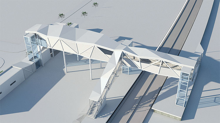 DESIGNED WITH REVIT. The volumetric and structural irregularity of the walkway, as well as its various alternatives, were studied thanks to its modelling in Revit, which, in turn, allowed us to react very quickly in the event of changes and unforeseen events in the project.